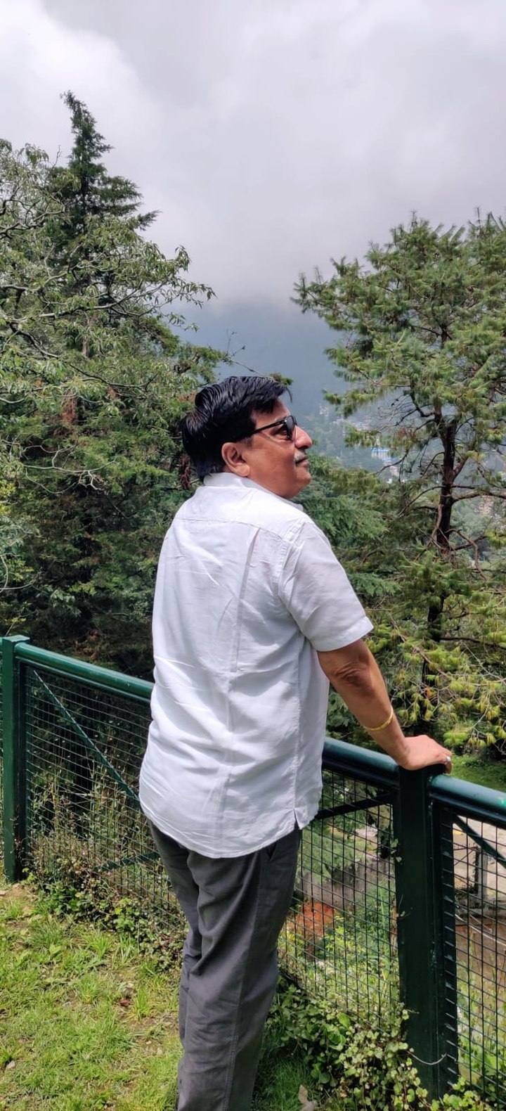 Pavan Datta looking out over a misty hillside